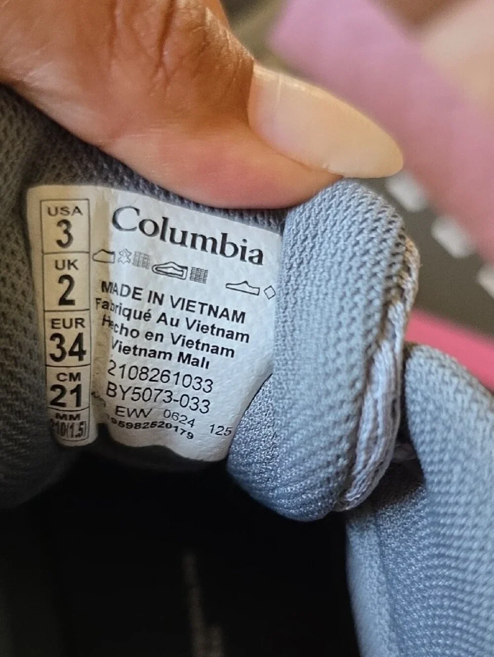 Columbia Light Gray and Pink Kids' Athletic Shoes
